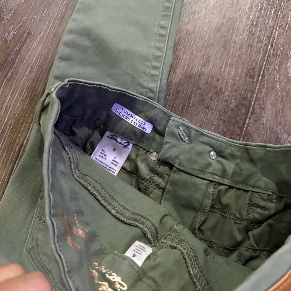 Seven7 Tummyless Olive Green Skinny Jeans - Picture 7 of 11